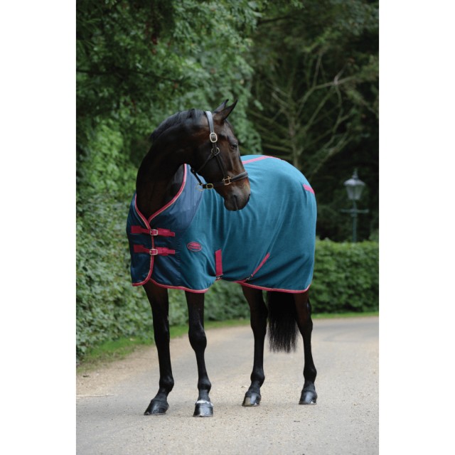 Weatherbeeta Fleece Cooler - Standard Neck (Teal/Cerise/Yellow) Size 6'5