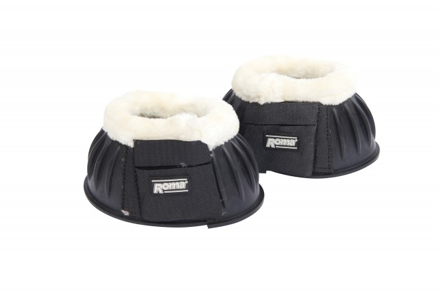 Roma Fleece Trim Rubber Bell Boots (Black/White)