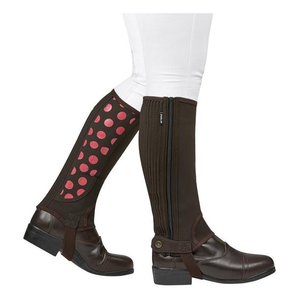Dublin Childs Easy-Care Spot Print Half Chap (Brown/Pink)