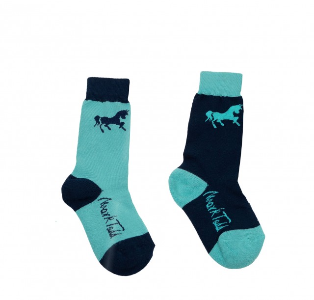 Mark Todd Kids Socks 2 Pack (Navy/Aqua)