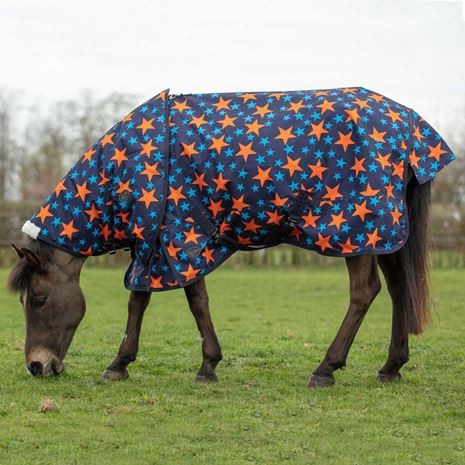 Mark Todd Medium Weight Pony Turnout Rug (Navy/Orange Stars)