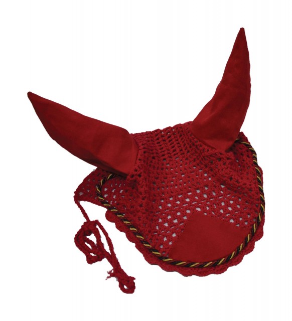 Hy Deluxe Cotton Fly Screen with Cord Binding (Red with Black & Gold Cord)