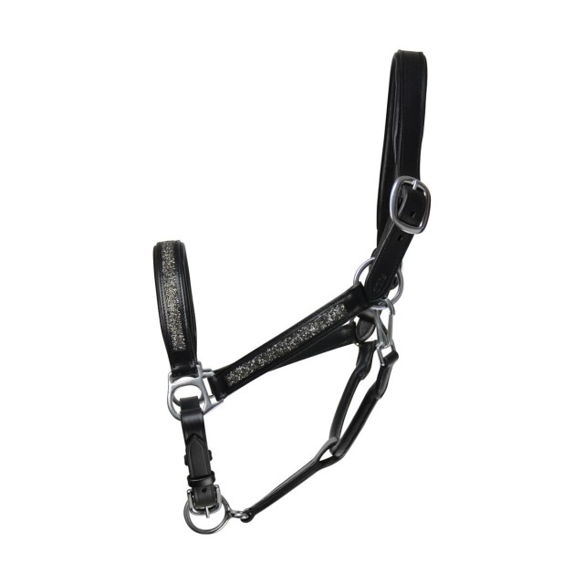 Hy Encrusted Leather Head Collar (Black)