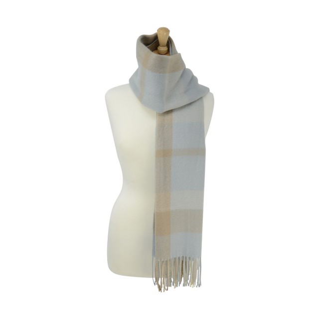 HyFASHION Ladies Supersoft Tartan Scarf (Light Blue/Beige/Cream)