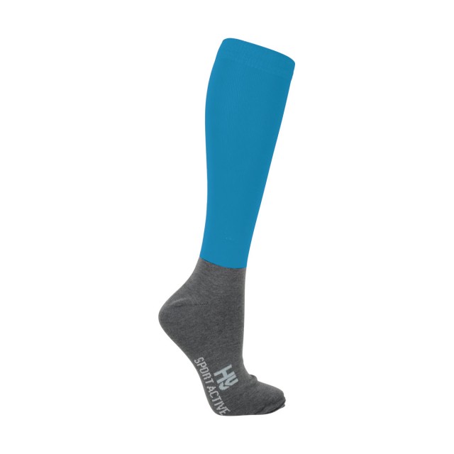 Hy Sport Active Riding Socks (Single Pack) (Aegean Green/Smouldering Grey)