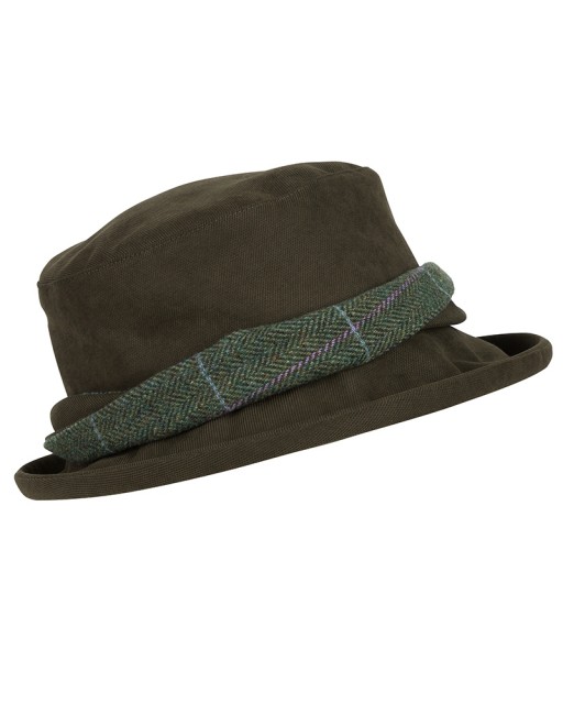 Hoggs of Fife Ladies Albany Lambswool Tweed-Twist Waterproof Hat (Green)