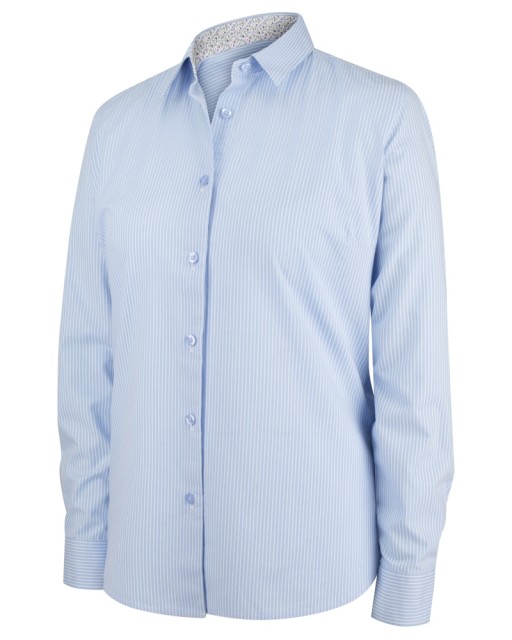 Hoggs of Fife Ladies Bonnie II Cotton Shirt (Light Blue Stripe)