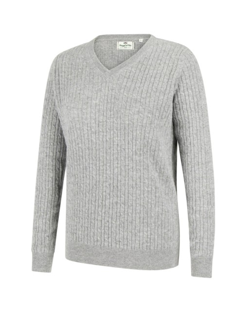 Hoggs of Fife Ladies Lauder Cable Pullover (Grey)