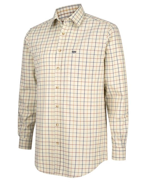 Hoggs of Fife Men's Ambassador Premier Tattersall Shirt (Ivory/Navy)