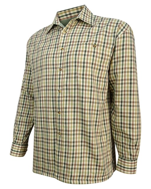 Hoggs of Fife Men's Beech Fleece Lined Shirt (Olive/Tan)