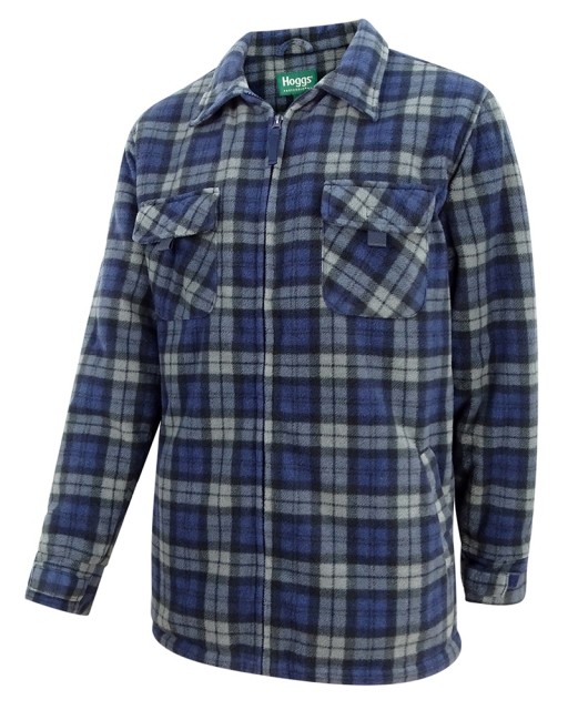 Hoggs of Fife Men's Caithness Polar Fleece Workshirt (Navy/Grey Check)