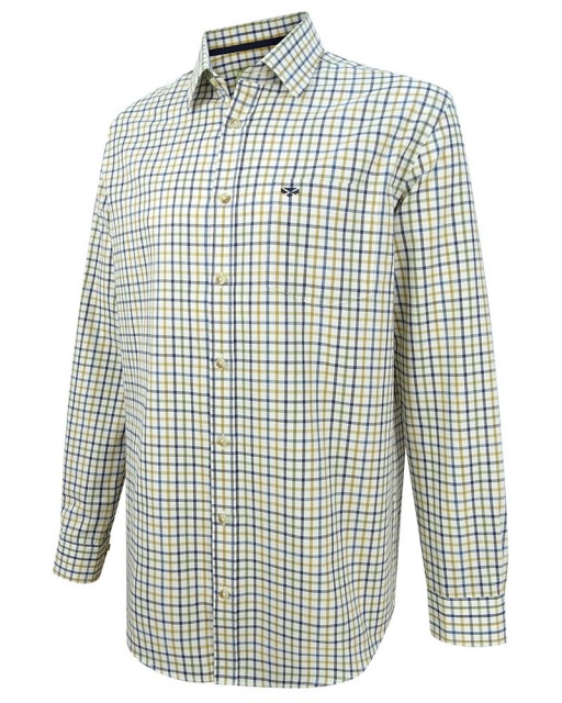 Hoggs of Fife Men's Falkland Herringbone Twill Shirt (Blue/Brown)