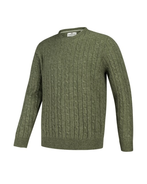 Hoggs of Fife Men's Jedburgh Crew Neck Cable Pullover (Thyme)