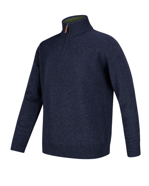 Hoggs of Fife Men's Lothian 1/4 Zip Neck Pullover (Indigo)