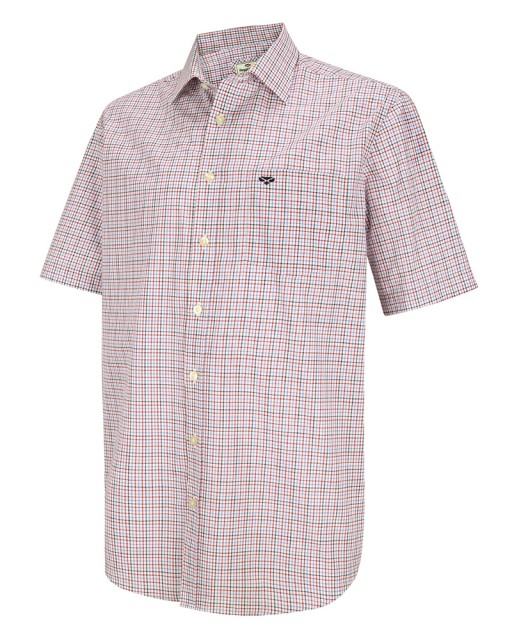 Hoggs of Fife Men's Muirfield Short Sleeve Shirt (Red/Navy Check)