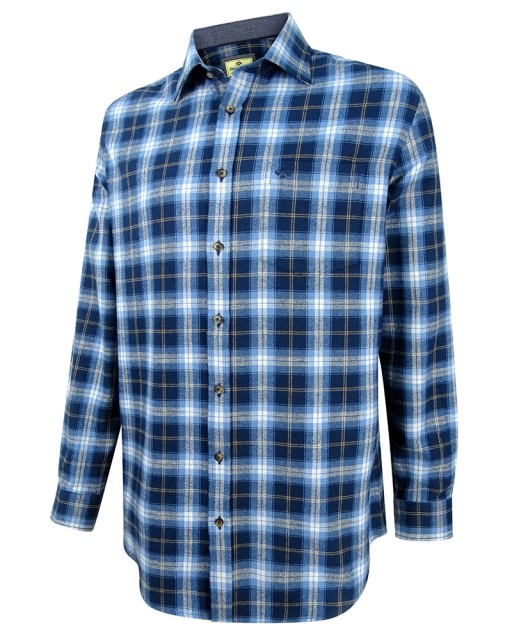 Hoggs of Fife Men's Orkney Flannel Shirt (Blue Check)