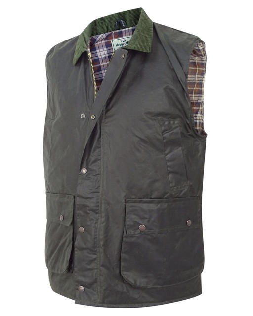 Hoggs of Fife Men's Padded Waxed Waistcoat (Olive)