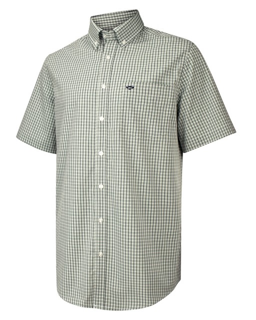 Hoggs of Fife Men's Perth Short Sleeve Checked Shirt (Green Check)