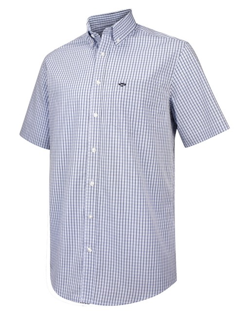 Hoggs of Fife Men's Perth Short Sleeve Checked Shirt (Light Blue Check)