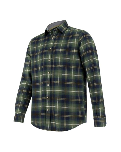 Hoggs of Fife Men's Pitmedden Long Sleeve Flannel Check Shirt (Green Check)