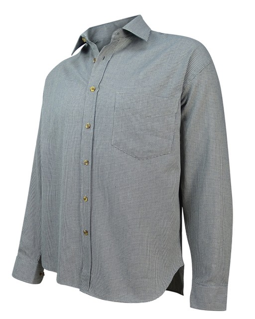Hoggs of Fife Men's Pure Cotton Pin Check Shirt (Blue/Grey Pin Check)