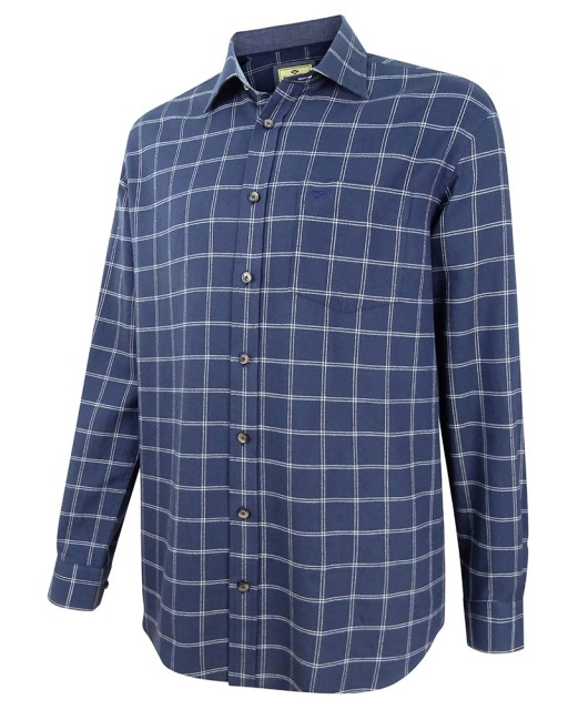 Hoggs of Fife Men's Shetland Check Shirt (Navy/White)