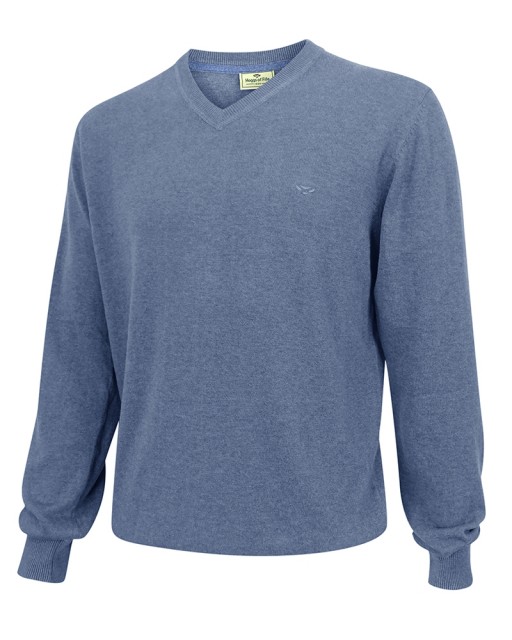 Hoggs of Fife Men's Stirling Cotton Pullover (Light Denim)