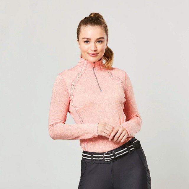 Dublin Ladies Maddison Long Sleeve Technical Airflow 1/4 Zip Top (Salmon Orange)