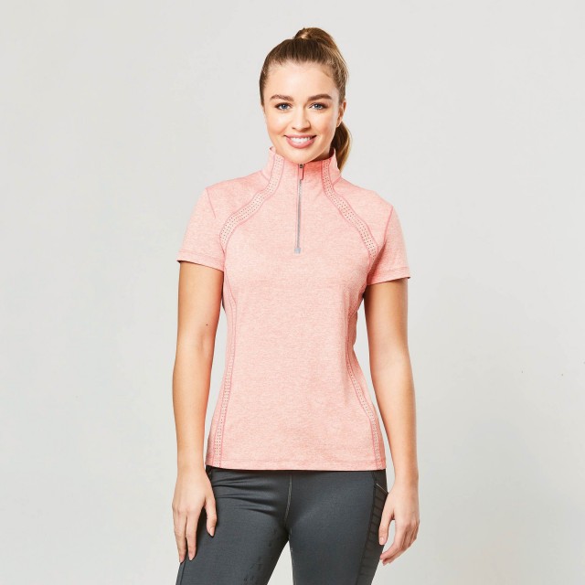 Dublin Ladies Maddison Short Sleeve Technical Airflow 1/4 Zip Top (Salmon Orange)