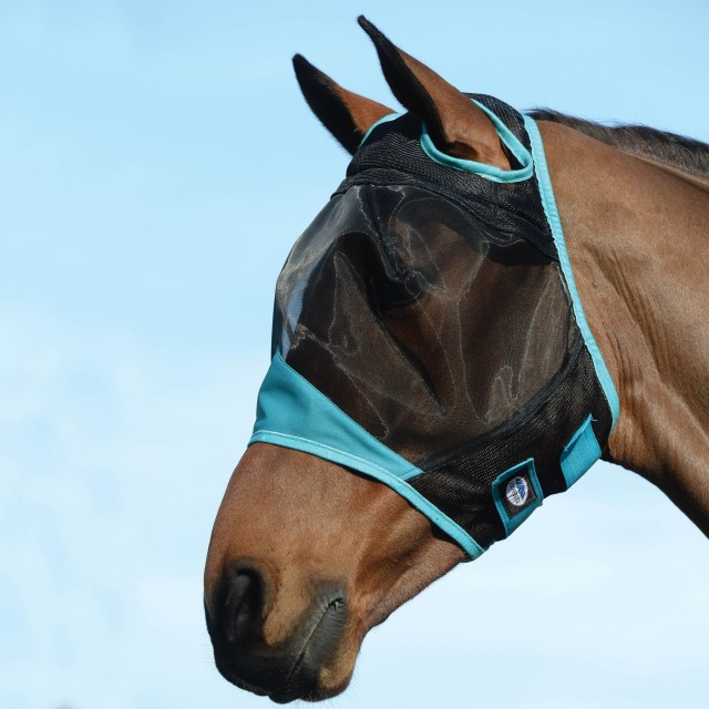 Weatherbeeta Comfitec Fine Mesh Mask (Black/Turquoise)