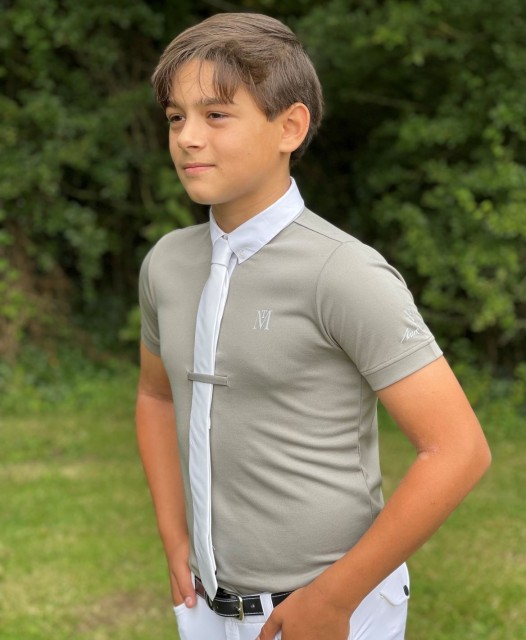 Mark Todd Boy's Short Sleeved Competition Shirt (Light Grey/White)