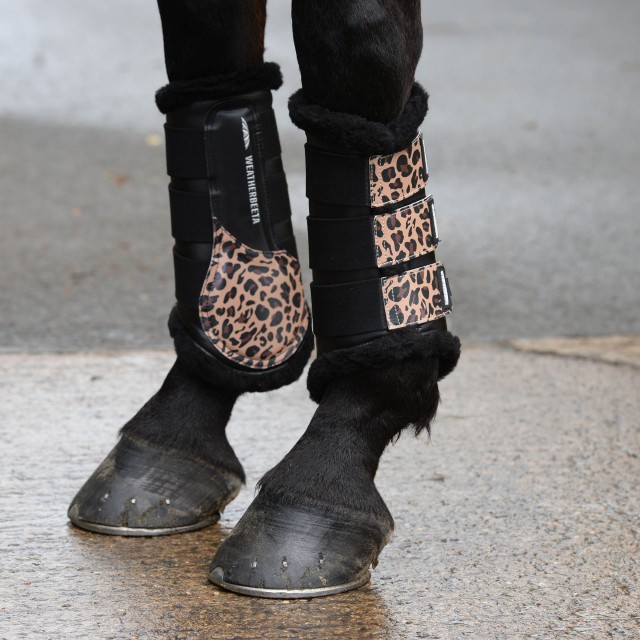 Weatherbeeta Leopard Brushing Boots (Brown Leopard Print)