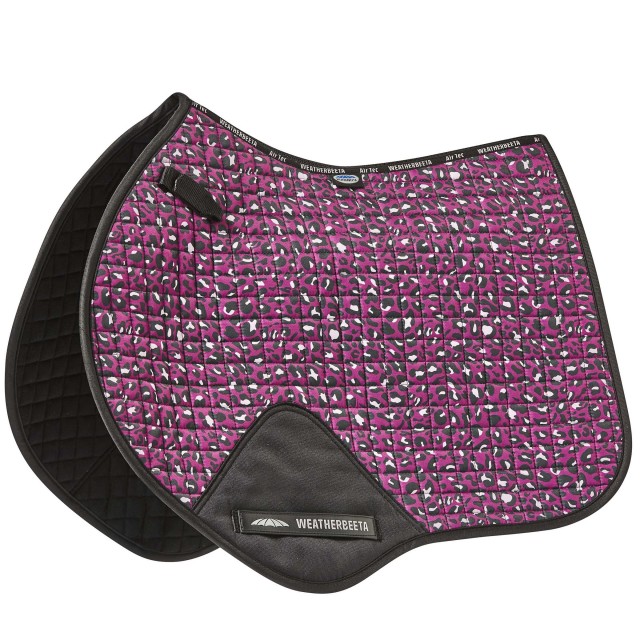 Weatherbeeta Prime Leopard Jump Shaped Saddle Pad (Pink Leopard Print)