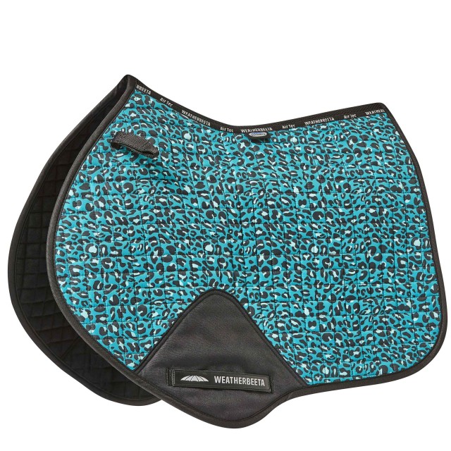 Weatherbeeta Prime Leopard Jump Shaped Saddle Pad (Turquoise Leopard Print)