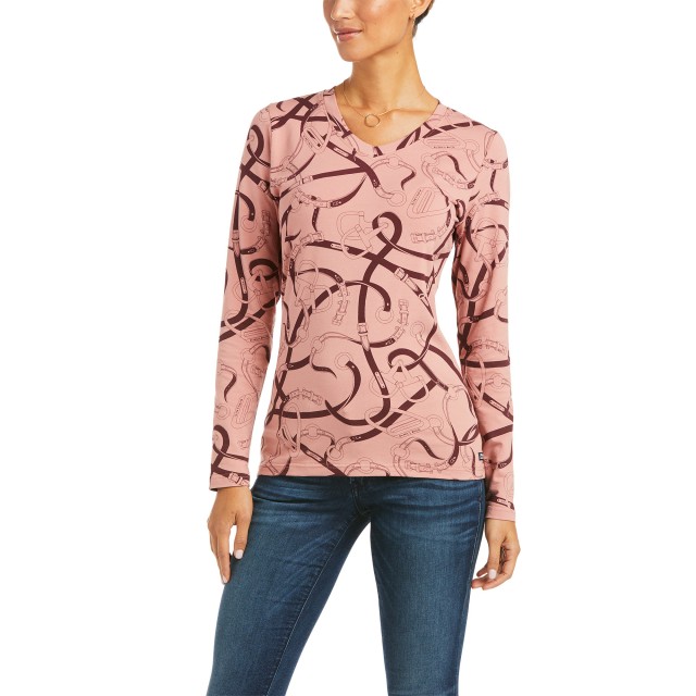 Ariat Women's Bridle Print Long Sleeve T-Shirt (Ash Rose)