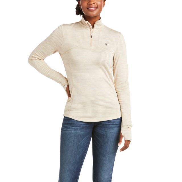 Ariat Women's Gridwork 1/4 Zip Baselayer (Raw Canvas)