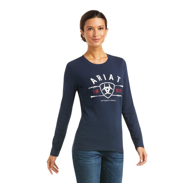 Ariat Women's International Logo Long Sleeve T-Shirt (Navy)