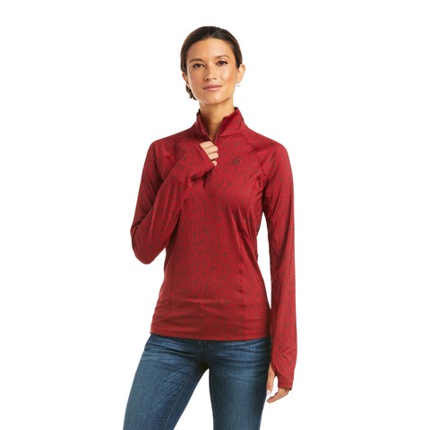 Ariat Women's Lowell 2.0 1/4 Zip Long Sleeve Baselayer (Rhubarb Doodle)