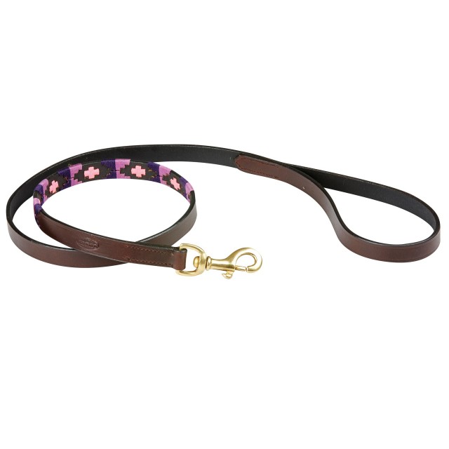 Weatherbeeta Polo Leather Dog Lead (Cowdray Brown/Purple/Purple)