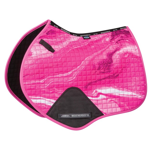 Weatherbeeta Prime Marble Jump Shaped Saddle Pad (Pink Swirl Marble Print)