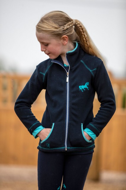 Mark Todd (Clearance) Kids Fleece Zip Jacket (Navy/Aqua)