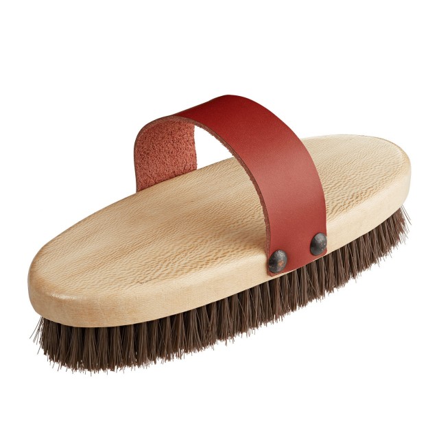 Bitz Wooden Body Brush with Leather Handle