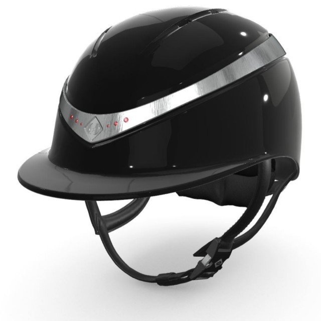 Charles Owen Halo CX Riding Hat (Black Gloss/Stellar Ruby Platinum Ring)