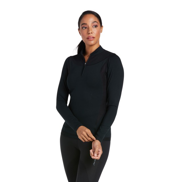 Ariat Women's Ascent 1/4 Zip Long Sleeve Baselayer (Black)