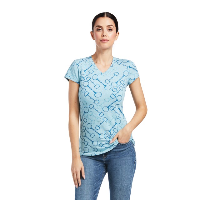 Ariat Women's Snaffle Short Sleeve T-Shirt (Milky Blue Heather)