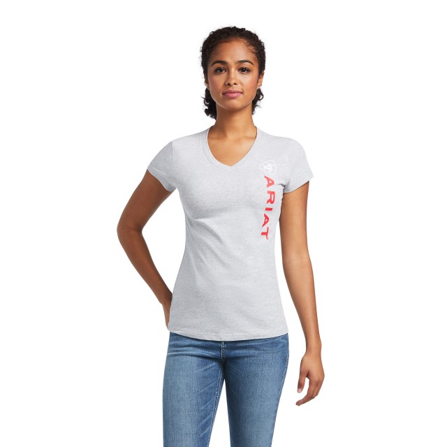 Ariat Women's Vertical Logo Short Sleeve T-Shirt (Heather Grey)