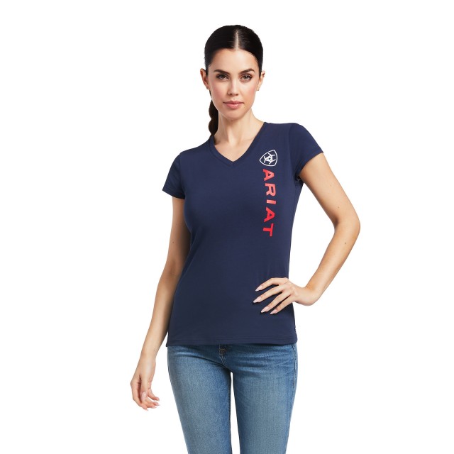 Ariat Women's Vertical Logo Short Sleeve T-Shirt (Navy)