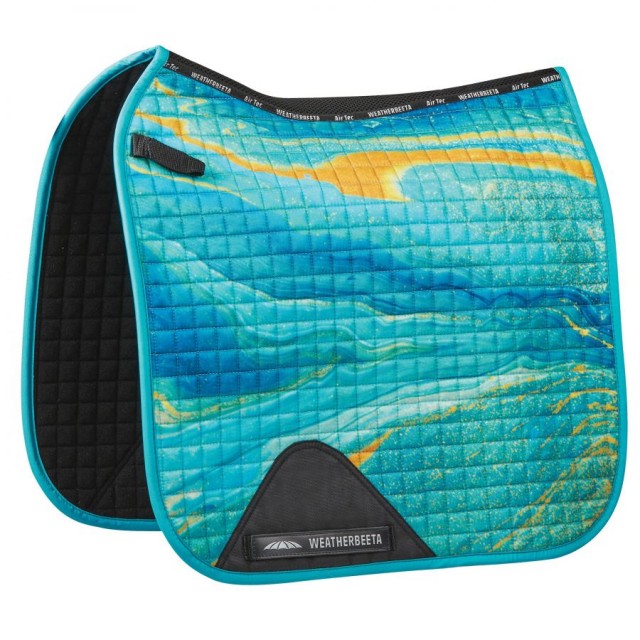 Weatherbeeta Prime Marble All Purpose Saddle Pad (Blue/Orange Swirl Marble Print)