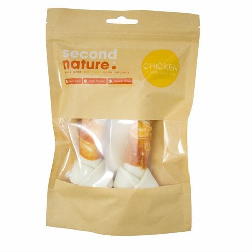 Second Nature Dog Treats 6.5in Whitehide Knotted Bone Wrapped in Chicken