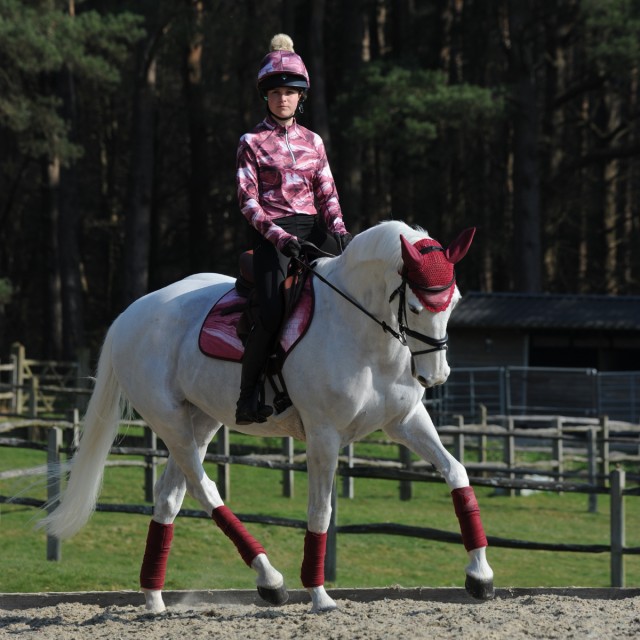 Weatherbeeta Prime Marble Ear Bonnet (Burgundy Swirl Marble Print)